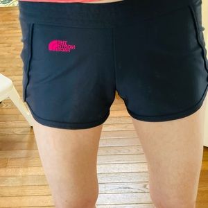 The North Face running shorts.